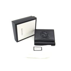 GUCCI グッチ 三つ折り インターロッキングG ソーホー 型押しカーフ ブラック 財布 レザー ∠UP3825