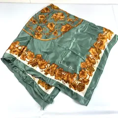 クリスチャンディオール Christian Dior スカーフ 絹100％ ぶどう柄 ブラウン くすみグリーン系 870762