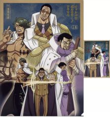 [중고] 클리어 파일 아라마키 & 볼사리노 & 잇쇼 A4 클리어 파일 & 스티커 [이치 반 쿠지 원피스 절대적 정의] G상