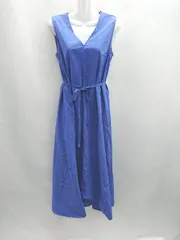 ◇ ⊂◎ UNITED ARROWS コットン100％ Vネック ロング ワンピース サイズ38 ブルー レディース E  【1501160021588】