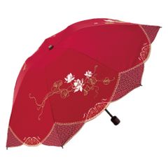 シノワズリーモダン 蓮花刺繍ミニ折りたたみ晴雨兼用日傘