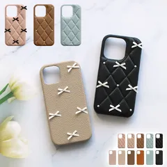 スマホケース スマホカバー iPhoneケース【レザーハードorキルティングケース×リボン】302