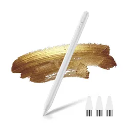 【2023年末新登場】タッチペン Newoed スタイラスペン 超高感度 誤ON&OFF防止 磁気吸着対応 12g超軽量 type-C急速充電 電量表示 耐久性 極細 3つ交換用ペン先付き Pad・Phone・Android・スマホ・タブレット全機種対応 ホワ