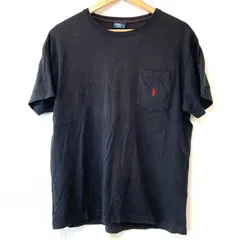 (^w^)b Polo by Ralph Lauren ポロバイラルフローレン コットン100% クルーネック 半袖 Tシャツ ロゴ刺繍 胸ポケット付き TEE トップス アメカジ ストリート ブラック 黒 メンズ 男性 サイズ S
