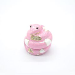 蛇 巳の置物 金属製 七宝の小物入れ 4.5cm ラインストーン付き とぐろ巻き ヘビ へび 十二支 干支