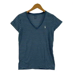 POLO RALPH LAUREN ポロ ラルフローレン  Vネック 半袖 ボーダーカットソー sizeXS/ブルー×ホワイト
