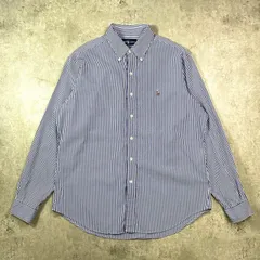 90年代 Ralph Lauren ラルフローレン CLASSIC FIT ストライプシャツ メンズXL相当 