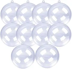 Asdays プラスチックボール 透明 オーナメント 飾り 球体 クリスマス 装飾 アクリル DIY(クリア,  直径8cm 10個セット)