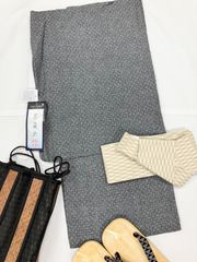 《花ラブリ»ヤケありm(__)m☆MYL333BLA　新品　Lサイズ　京染め　高島ちぢみ　国産生地　メンズ　男性　浴衣　グレー系　ブラック系　綿１００％　ドット柄　着物　和装　楊柳織物　クレープ　シボ