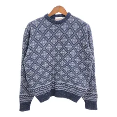 80年代 USA製 McGregor マックレガー ウール ニット カラーネップ セーター 総柄 ネイビー (メンズ X-LARGE) 中古 古着 S2518