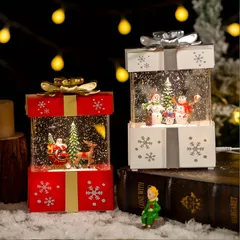 1個、アニメーションオルゴール付きクリスマススノーボールランタン、サンタクローススパークリングランタンクリスマスギフト、クリエイティブギフト
