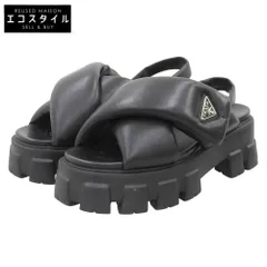 美品 PRADA 厚底エスパドリーユサンダル レザー ストラップ シューズ 39 yukishop｜激安ブランドコピー バッグ/時計/服/靴/ジュエリー
