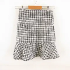 イング INGNI ツイードスカート ミニ フレア 黒 白 F *T423