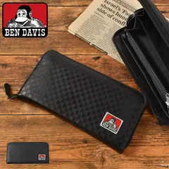 長財布 ベンデイビス BEN DAVIS メンズ 中学生 高校生 ラウンドファスナー 財布 男の子 さいふ ロングウォレット カード お札 小銭 入れ ブランド チェック ブラック 黒 おしゃれ ロゴ 合皮 10代 20のサムネイル