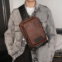 GOTCHA ブラウン スリングバッグ 合成皮革 フロントポケット付き 