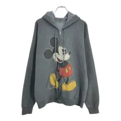 Disney ディズニー ミッキーマウス フルジップ スウェットパーカー キャラクター グレー(メンズ L)中古 古着 V1081