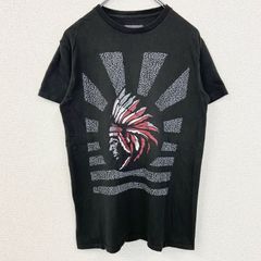 古着 used　SOLE ADDICTION　半袖プリントTシャツ　インディアン　レトロデザイン　黒　ブラック　Sサイズ