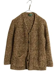 【お得なクーポン配布中!】 90s ローレン ラルフローレン ニット カーディガン レディース XL オールド ポロ コットン リネン セーター 前開き 重ね着 ヘビーウェイト