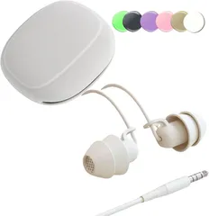 Lunache ✦ルナシェ✦ 寝ホン 睡眠用 イヤホン 有線 耳が痛くない 寝返りしてもいたくない 寝落ち用 ソフトカラー 寝ながら聞く 学習 寝る時用 3.5ｍｍ アイフォン スマホ 寝フォン ASMRに(ホワイト＋ケース付)