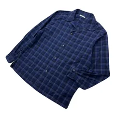 ユナイテッドアローズ オープンカラー チェック シャツ 長袖 ブルー ネイビー メンズ XL 通年 古着 BEAUTY＆YOUTH UNITED ARROWS  ■BE320
