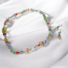 レインボークォーツ ネックレス＆ピアス 虹色セット