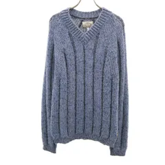 ARMANI JEANS アルマーニジーンズ 90s ウールブレンド オールド 長袖 Vネック ニット S ブルー系 セーター レディース 古着のサムネイル