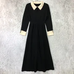 JUNOAH ジュノア バイカラー セミフレア ニット ワンピース ブラック Mサイズ 〇◇☆