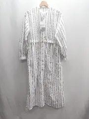 ◇ ⊂ ◎ ●美品● mily bilet ストライプ柄 長袖 ロング丈 ワンピース サイズM ホワイト ブラック レディース E  【1409240028369】