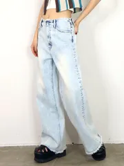 【在庫処分】EMODA エモダ デニム レディース カットフリンジルーズジーンズ デニムパンツ ワイド おしゃれ かわいい パンツ ボトムス デニム ゆったり ストレート 042322471001