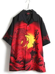 HARAKIRI ハラキリ XL ブラック 不動明王 刺繍 和柄 半袖ポロシャツ 