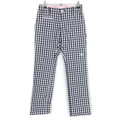 ルコックゴルフ パンツ ネイビー×白 ギンガムチェック  レディース 9 ゴルフウェア le coq sportif