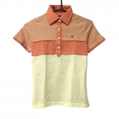 ★値下げ★【美品】キャロウェイ 半袖ポロシャツ オレンジ×イエロー バイカラー 韓国モデル レディース S ゴルフウェア Callaway