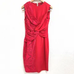 ガエターノ ナバラ GAETANO NAVARRA ワンピース ドレス ノースリーブ レース柄 レッド イタリア製 42サイズ 882744