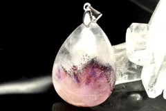 【１点物】AAA☆シルバー925◇ファントム入り スーパーセブンアメジスト　27x20mm　ドロップ ペンダントトップ パワーストーン 天然石 _PC6126