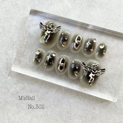 ネイルチップ チップ チークネイル 黒 カッコイイ ちゅるん うるうる 韓国