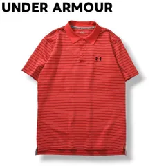 【吸汗速乾】 アンダーアーマー UNDER ARMOUR 半袖 ボーダー ポロシャツ ゴルフウェア L レッド メンズ