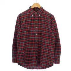 ラルフローレン RALPH LAUREN CUSTOM FIT シャツ 長袖 ボタンダウン チェック柄 ロゴ刺繍 L 赤 カーキ /BM