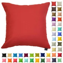 新品 クッションカバー 45cm×45cm カラフル 多色展開 綿 ポリエステル インテリア ソファ シンプル 座椅子 ベッド 枕カバー 座布団 無地 車 北欧 (レッド)