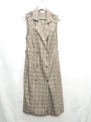 ◇ ⊂◎ Darich ダーリッチ レトロチェック ノースリーブ ロング ジャケットワンピース サイズF ブラウン レディース E  【1503050023573】のサムネイル