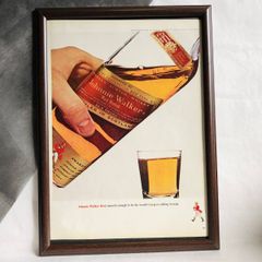 『 ジョニーウォーカー 』ビンテージ広告　60年代　フレーム付ポスター　当時物