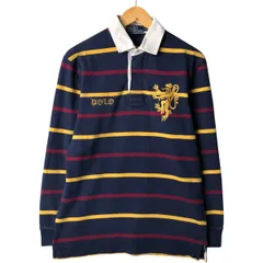 古着 ラルフローレン Ralph Lauren POLO by Ralph Lauren ボーダー柄 長袖 ラガーシャツ メンズM相当/eaa594610