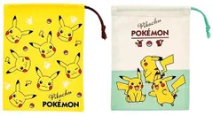 710599  キャラクター 巾着袋 （ きんちゃく袋 ) ( 2枚セット )  ポケットモンスター （ ポケモン ）ピカチュウ  ポケモン モンスターボール キッズ コップ袋