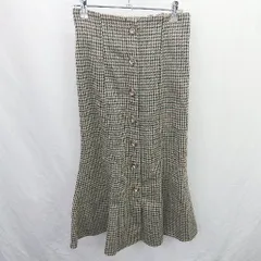◇ ⊇ one way ワンウェイ 千鳥柄 フロントボタン ロング マーメイド スカート サイズM ブラウン系 レディース E  【1507250014270】