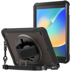 【人気商品】半透明カバー 耐衝撃 ペン収納 子供用 10.2”肩掛け式 360°回転スタンド ショルダーケース 手首付き 9/8/7 3層保護 iPad （ブラック） ProCase