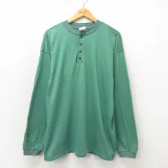 XL/古着 エルエルビーン LLBEAN 長袖 ビンテージ Tシャツ メンズ 80s 無地 コットン ヘンリーネック 緑 グリーン spe 25may23 中古