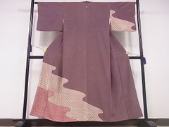 平和屋-こころ店■訪問着　青海波　鮫小紋柄　着丈153.5cm　裄丈64cm　正絹　逸品　B-zg4319