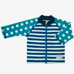 【新品】 stample スタンプル ドット×ボーダー 8分袖 ラッシュガード 120cm ターコイズ