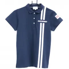 ジャックバニー 半袖ポロシャツ ネイビー×白 2ライン レディース 1(M) ゴルフウェア Jack Bunny