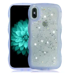 【特価商品】Max) Xs Xs iPhone iPhone (ブルー アイフォンXSマックスカバー スマホケース ストラップホール付き 指紋防止 滑り止め 傷防止背面 薄型 tpuソフトケース かわいい キラキラ クリア ケース Max YUYIB