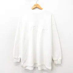 XL/古着 BOSS 長袖 ビンテージ トップス メンズ 00s ビッグロゴ 刺繍 大きいサイズ クルーネック 白 ホワイト 25may17 中古のサムネイル